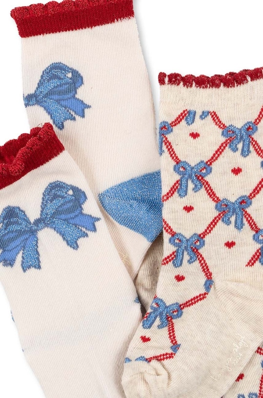 Dětské ponožky Konges Sløjd JAQUARD BOW SOCKS 2-pack KS101359 béžová AW24