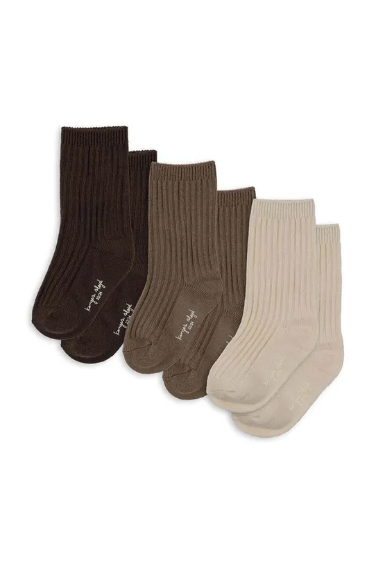 Детски чорапи Konges Sløjd RIB SOCKS (3 броя) чорапи кафяв KS101371