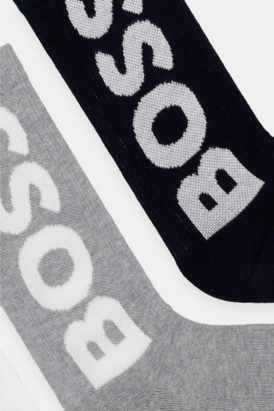 BOSS skarpety męskie 3P QS Rib Logo CC 3-pack 50524259 szary SS26