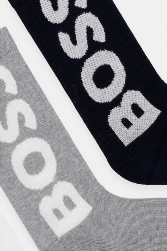 BOSS skarpety męskie 3P QS Rib Logo CC 3-pack 50524259 szary SS26