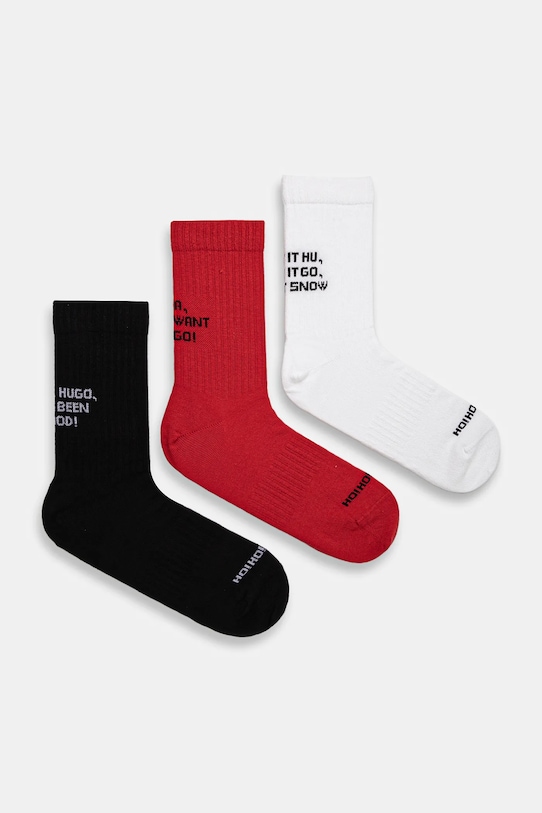 Ponožky HUGO 3-pack dlouhé ponožky černá 50524853