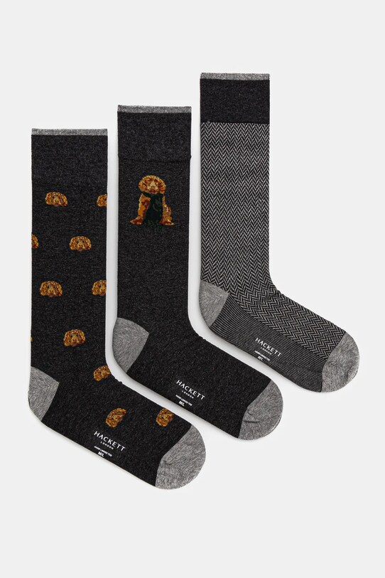 Шкарпетки Hackett London 3-pack довгі шкарпетки сірий HMU30095