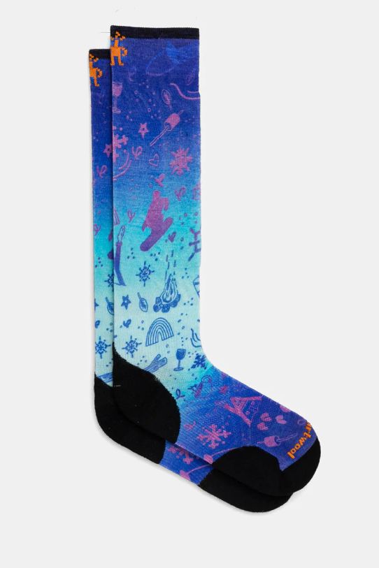 Lyžařské ponožky Smartwool Targeted Cushion Nature Doodles Print modrá SW002486