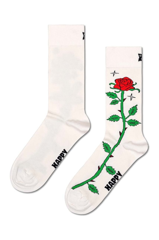 Čarape Happy Socks Rose Sock visoke čarape bijela P001343