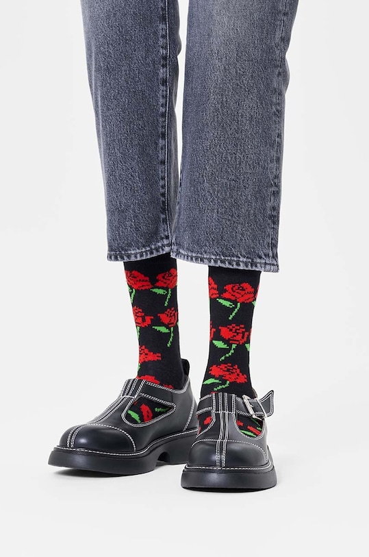 Ponožky Happy Socks Rose Hearts Sock P001529 černá AW24