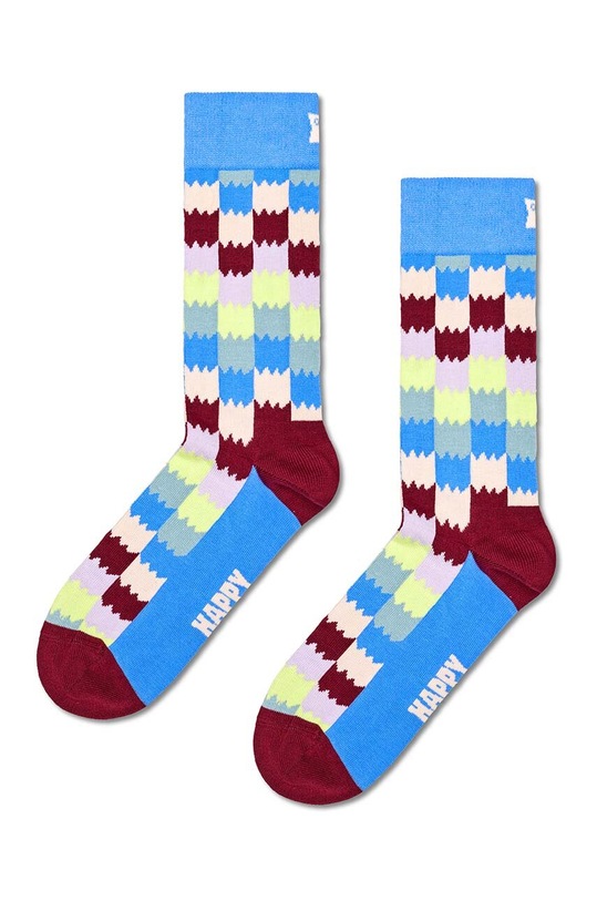 Κάλτσες Happy Socks Dizzy Check Sock ψηλές κάλτσες μπλε P001558