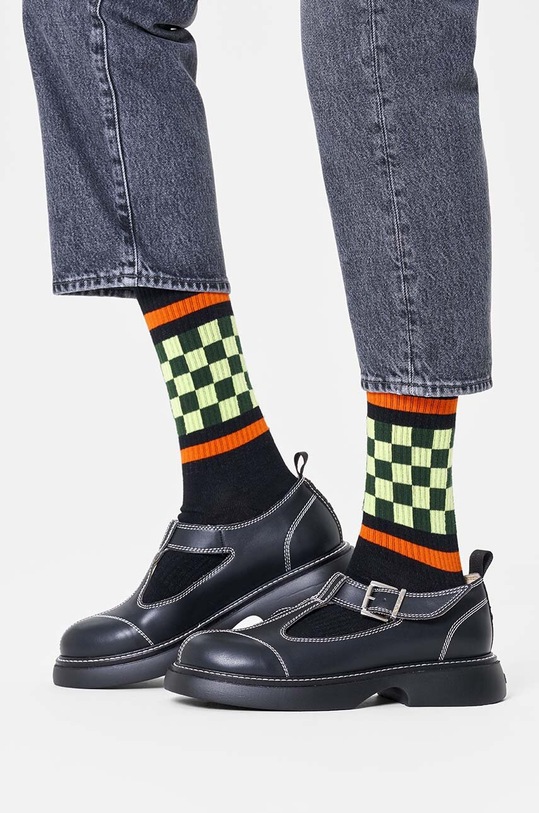 Happy Socks sosete Checked Stripe Sneaker Sock P001877 negru AW24