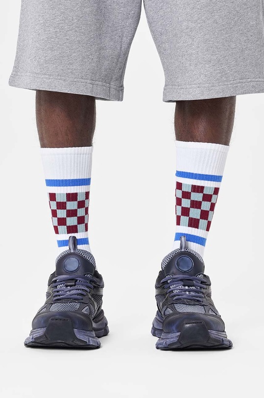 Čarape Happy Socks Checked Stripe Sneaker Sock P001876 bijela AW24