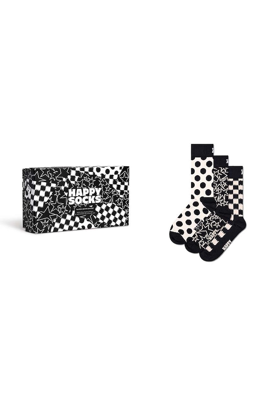 Ponožky Happy Socks 3-Pack Black And White Gift Set dlouhé ponožky černá P001722