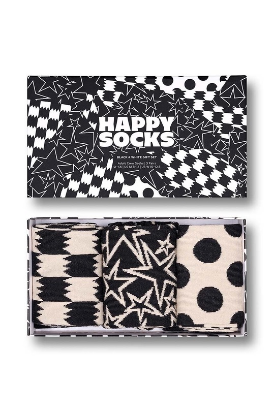 Ponožky Happy Socks 3-Pack Black And White Gift Set P001722 černá