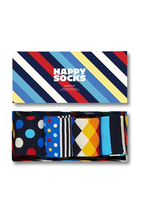 Ponožky Happy Socks 4-Pack Black week Striped 4-pack dlouhé ponožky vícebarevná SXSTR09.0100