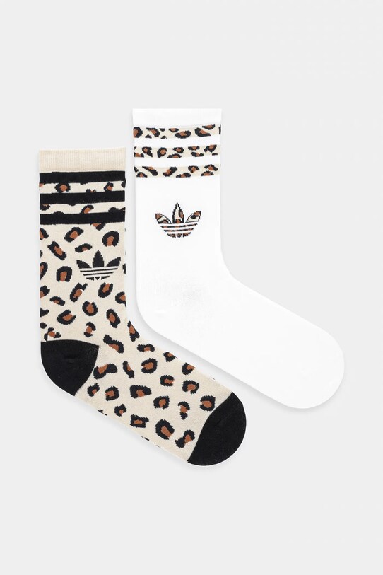 adidas Originals șosete Leopard 2-pack sosete lungi bej JJ1636