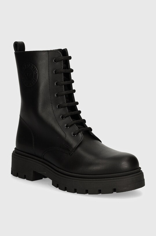 Emporio Armani buty skórzane dziecięce XYN011.XOX02 czarny AW24