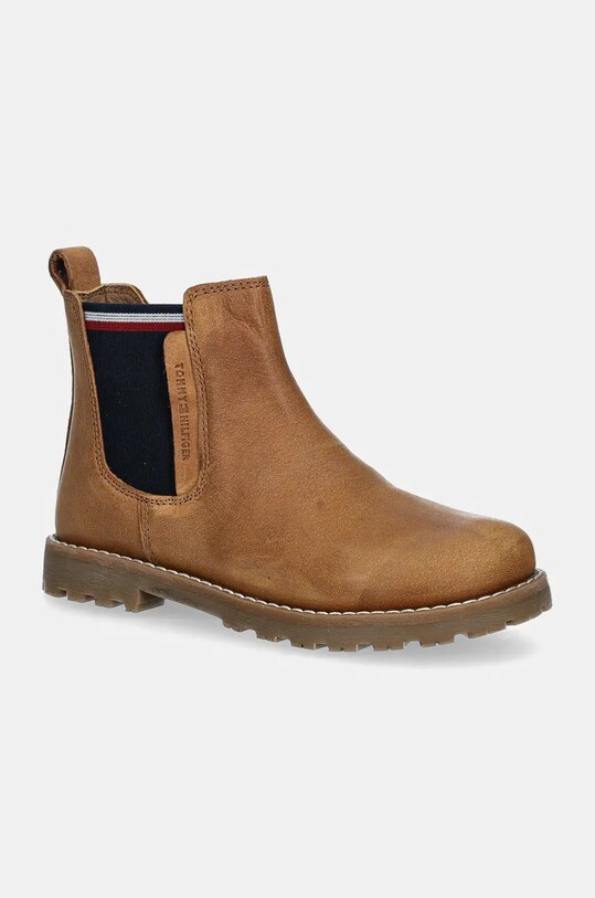 Детские кожаные зимние ботинки Tommy Hilfiger без утепления коричневый T1X5.33700.27.29