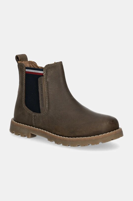 Детские кожаные зимние ботинки Tommy Hilfiger без утепления зелёный T1X5.33700.27.29