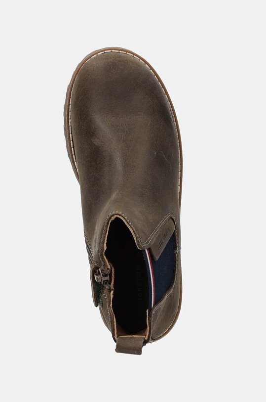 Дитячі шкіряні зимові черевики Tommy Hilfiger зелений T1X5.33700.30.34