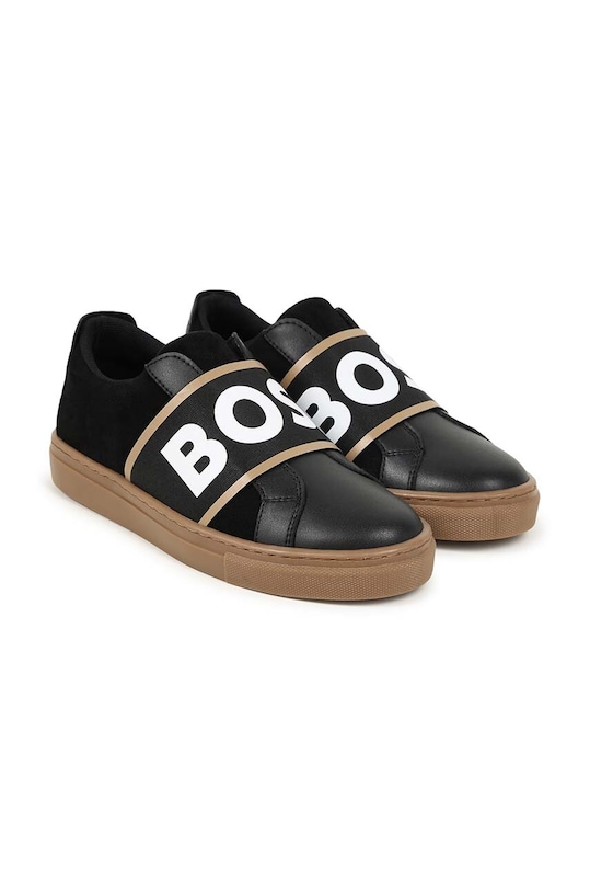 BOSS scarpe da ginnastica per bambini in pelle pelle fiore nero J51312.