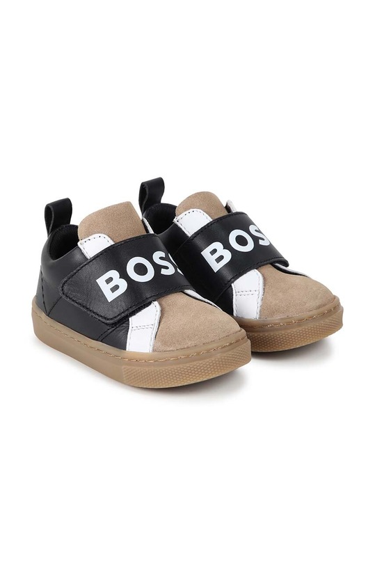 Kojenecké kožené sneakers boty BOSS přírodní kůže černá J51342.20.21