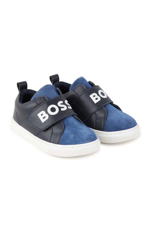 BOSS sneakers din piele pentru bebeluși piele întoarsă bleumarin J51342.22.30