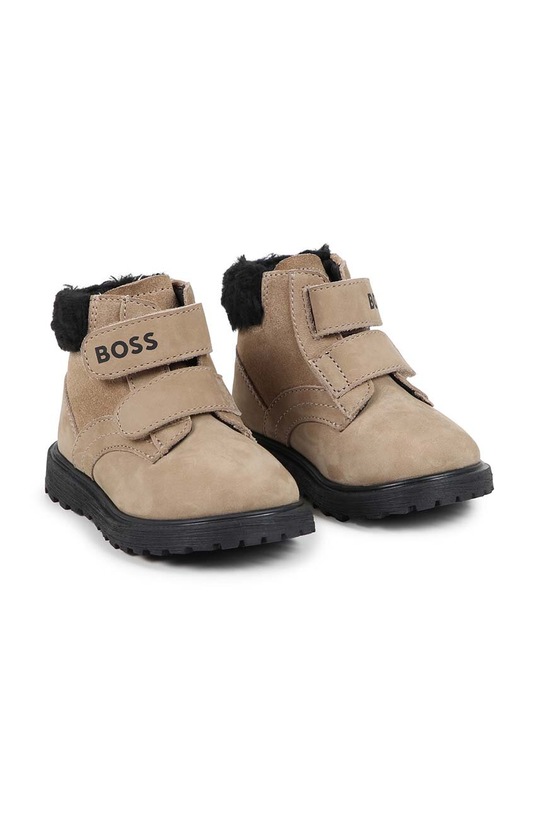 BOSS ghete de iarna pentru bebelusi din piele piele bej J51635.22.30