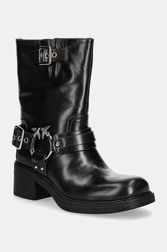 Pinko botki skórzane Alys słupek czarny SD0155.P056.Z99