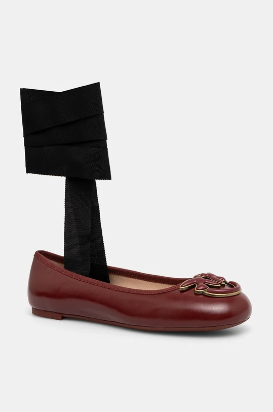 Pinko balerini de piele Gioia textil burgundia SD0111.P043.CR8