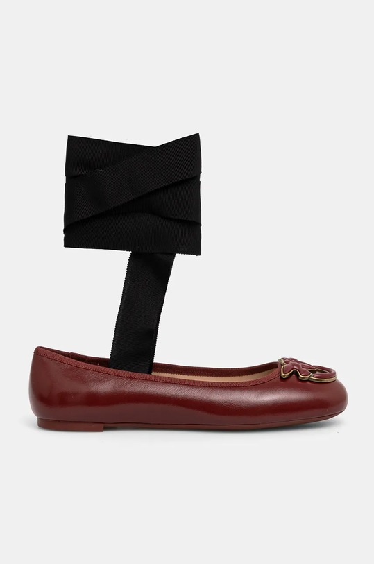 Pinko balerini de piele Gioia SD0111.P043.CR8 burgundia AW24