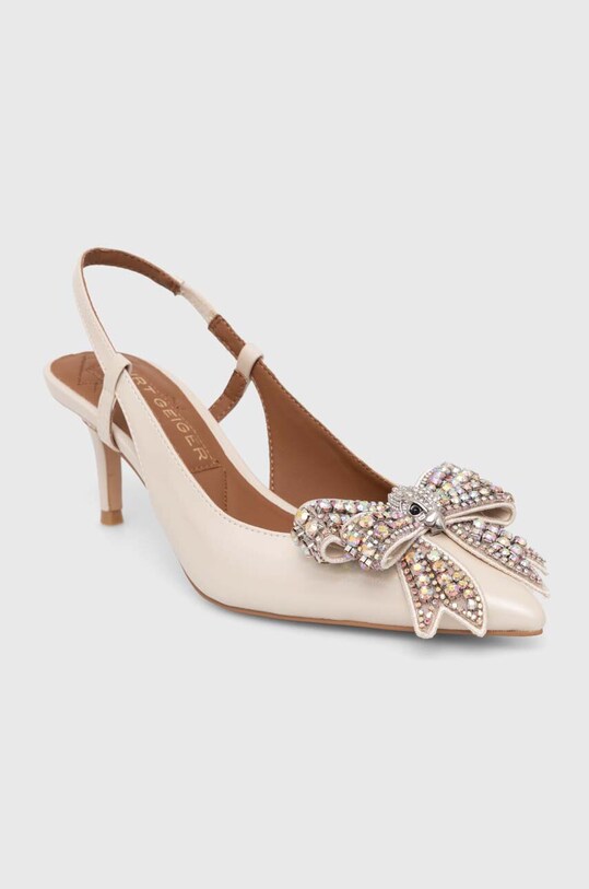 Kožené lodičky Kurt Geiger London Belgravia Bow Sling přírodní kůže béžová 621744109.BONECOMB