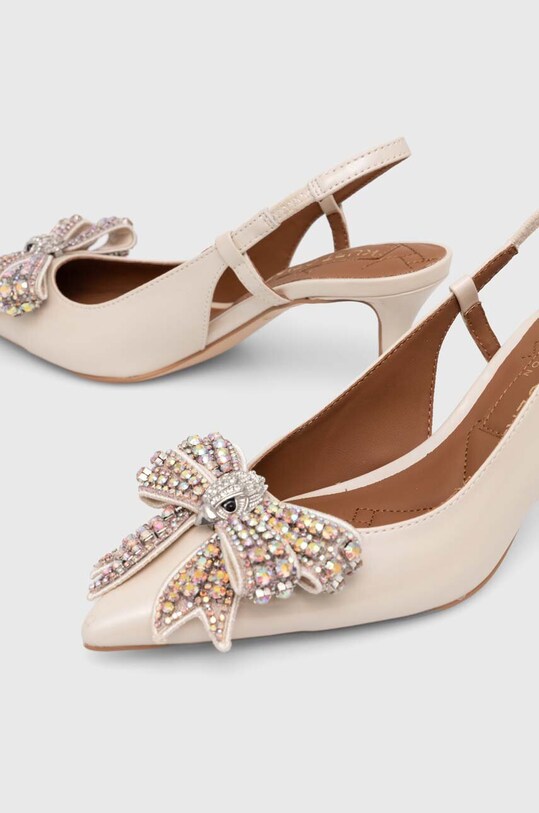 Încălțăminte Kurt Geiger London stilettos de piele Belgravia Bow Sling 621744109.BONECOMB bej