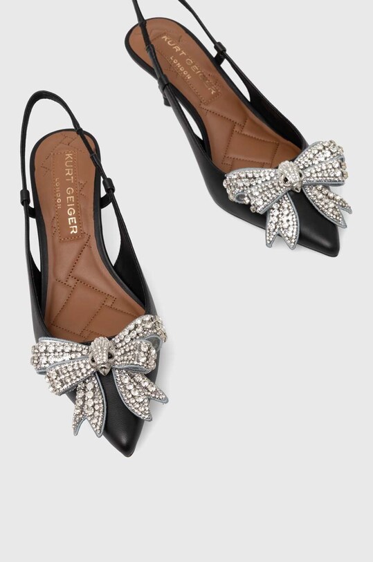 Kožené lodičky Kurt Geiger London Belgravia Bow Sling čierna 621700109.BLACK