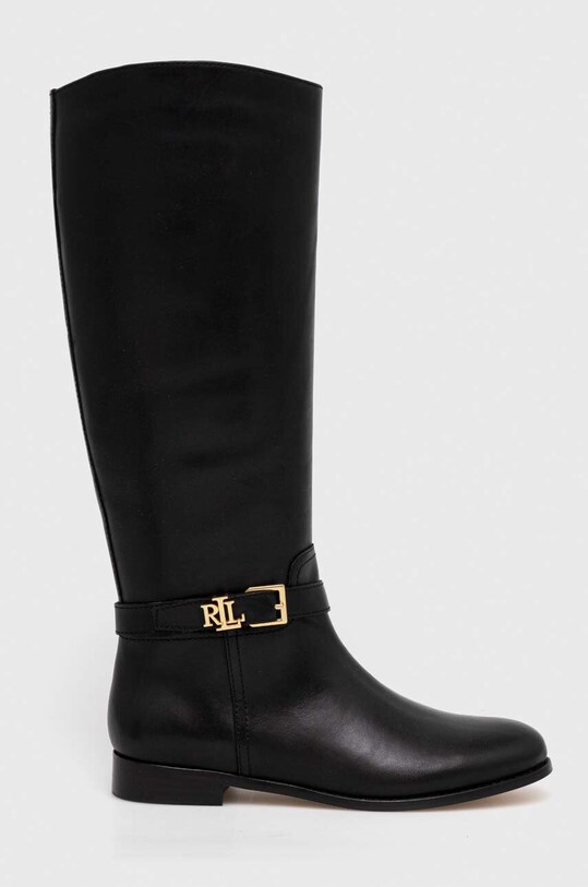 Lauren Ralph Lauren kozaki skórzane Brooke Tall 802937804001.001 czarny AW24