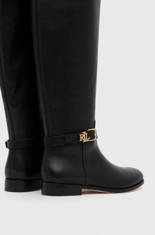 Obuwie Lauren Ralph Lauren kozaki skórzane Brooke Tall 802937804001.001 czarny
