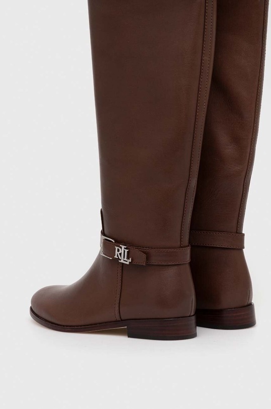 Obuwie Lauren Ralph Lauren kozaki skórzane Brooke Tall 802937804003.200 brązowy