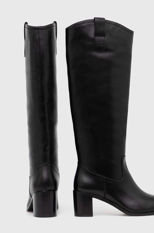 Lauren Ralph Lauren kozaki skórzane Carla czarny 802937812001.001