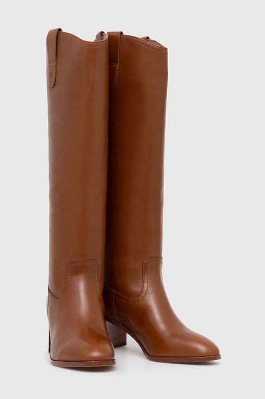 Cipők Lauren Ralph Lauren bőr csizma Carla 802937812003.270 barna