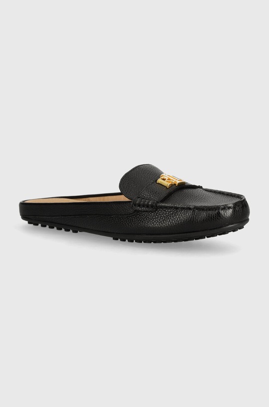 Kožené šľapky Lauren Ralph Lauren Barnsbury usňová koža čierna 802937814001.001