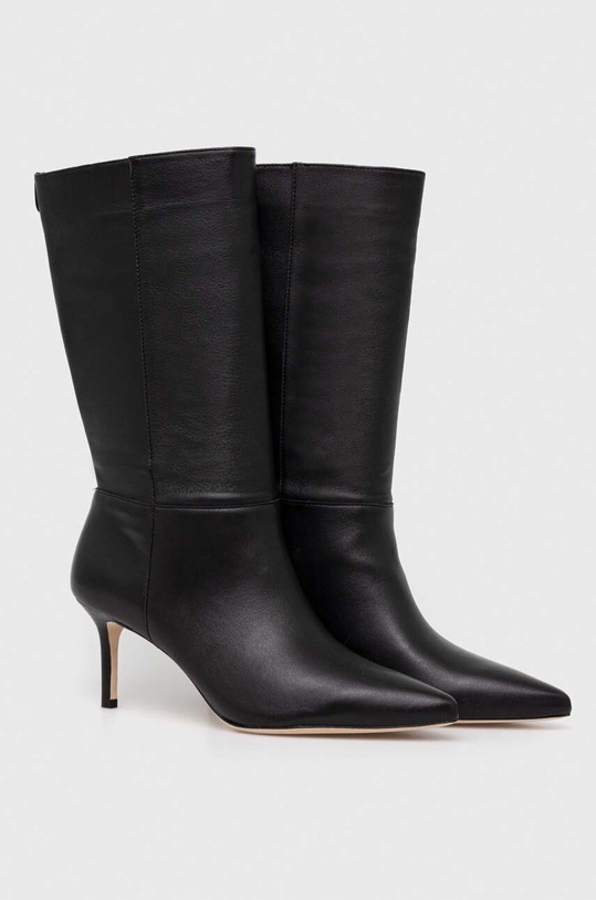 Kožne čizme Lauren Ralph Lauren Leannah zrnata koža crna 802942516001.001