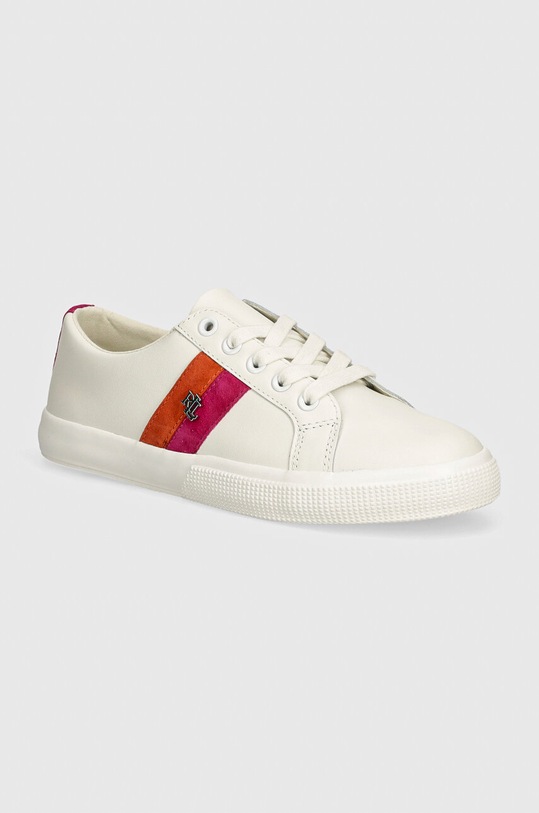 Kožené tenisky Lauren Ralph Lauren Janson II plochá bílá 802942783001.100