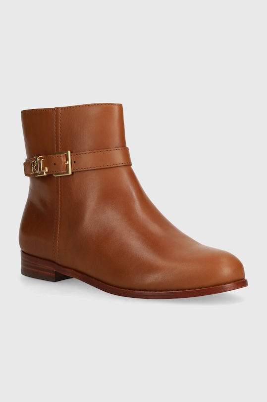 Kožne gležnjače Lauren Ralph Lauren Brooke zrnata koža smeđa 802946807002.270