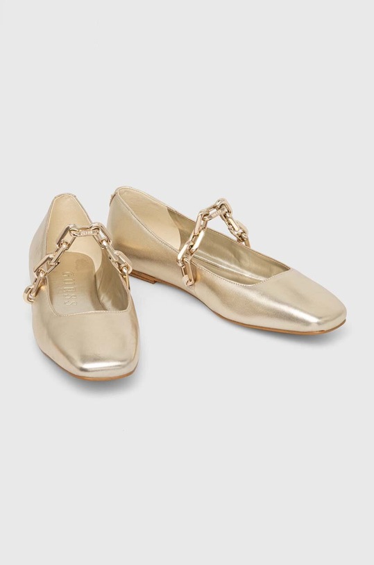 Boty Kožené baleríny Guess LEVY FLTBLE.LEM02.GOLD zlatá