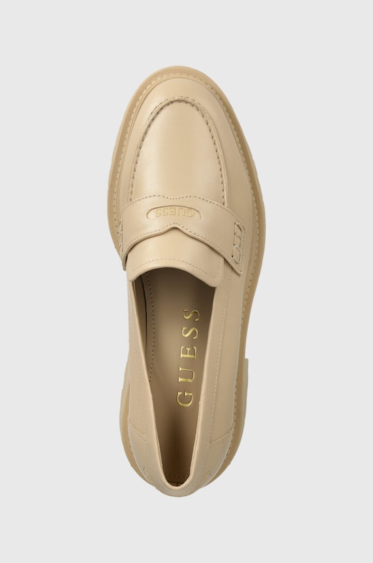 Kožne mokasinke Guess FINDA bež FLTFIN.LEA14.BEIGE
