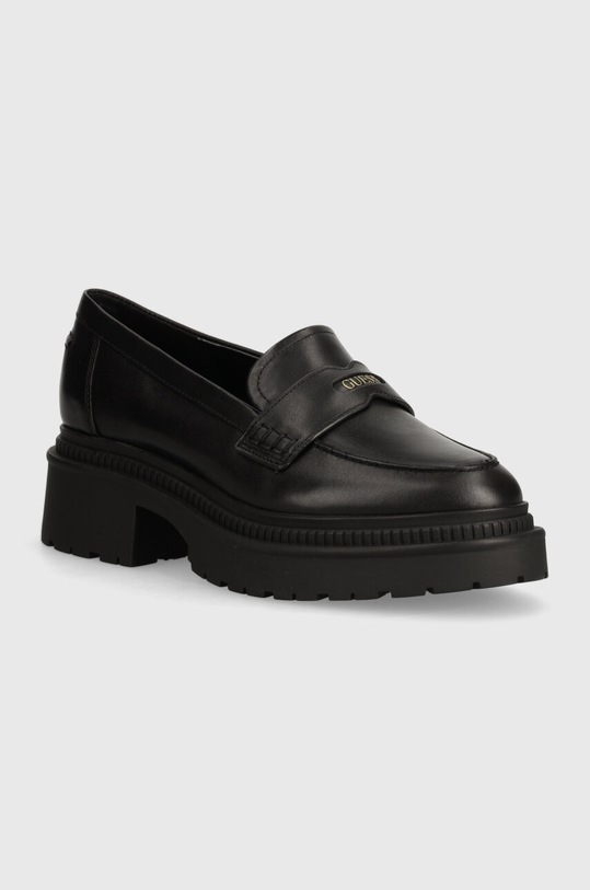 Kožené mokasíny Guess FINDA přírodní kůže černá FLTFIN.LEA14.BLACK