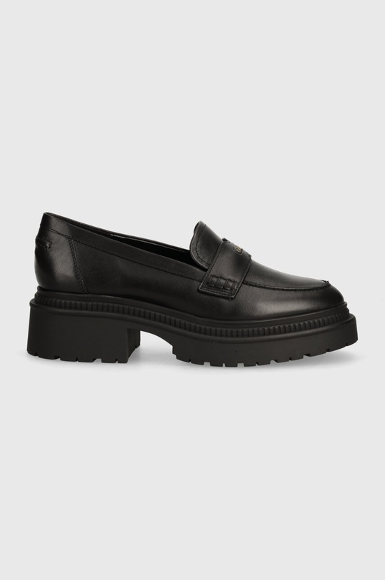 Kožené mokasíny Guess FINDA FLTFIN.LEA14.BLACK černá AW24
