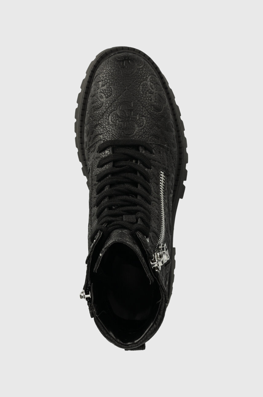 Chaussures Amphibies GUESS Salvo Noir - Bottes Mi-Mollet Homme Avec Boucle