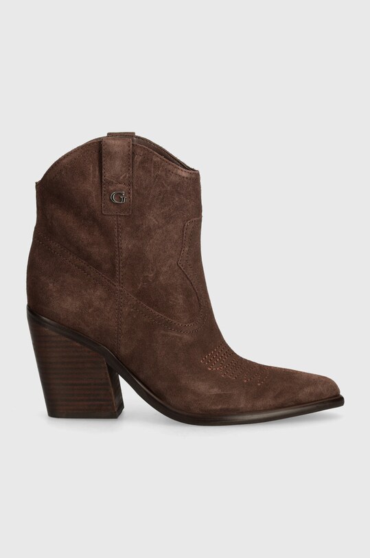 Guess cizme de cowboy din piele intoarsa JALELLA2 FLTJL2.SUE10.BROWN maro AW24