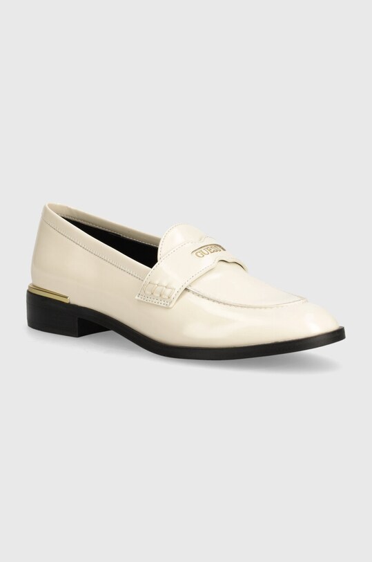 Guess mocasini KAINE imitatie de piele lacuita bej FLTKNI.ELE14.CREAM