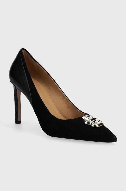 Semišové lodičky BOSS Janet jehličkový černá 50523385.001