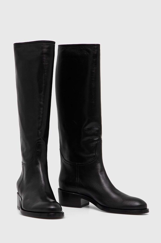 Obuwie AGL kozaki skórzane Georgia D777501PCDESER0000 czarny