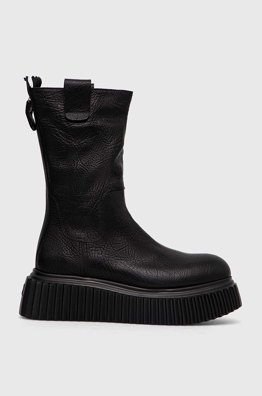 AGL botki skórzane Milagros D751503PGKI0121013 czarny AW24