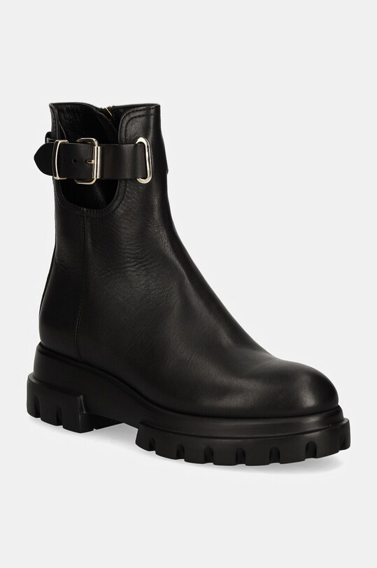 AGL cizme de piele Chunky Lowboot neizolat negru D756593PGKA2131013